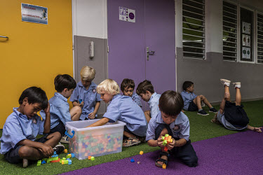 Students play at James Cook International School. The school is the first private school in New Caledonia and is named after the British explorer who was the first European to discover New Caledonia i...