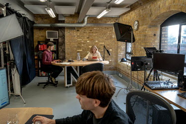 Staff at work in the Novara Media offices in south London.