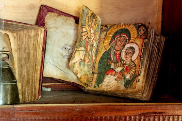 Old and well worn bible at Debre Mariam church.