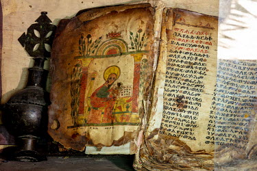 Ancient bible at Debre Mariam church.