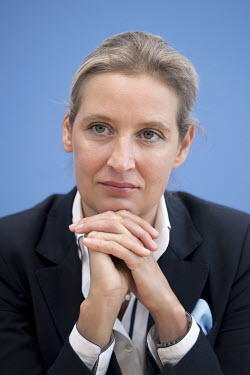 Alice Weidel, leader of the right-wing Alternative fuer Deutschland (AfD), Alternative for Germanyat a press conference the day after the federal elections.