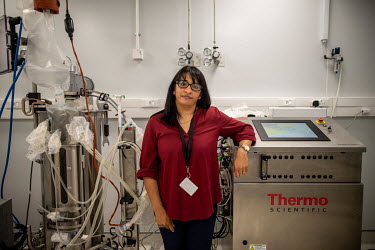 Caryn Fenner, Technical Director of Afrigen Biologics, photographed in the bioreactor room at the company's facility in Cape Town, South Africa. Afrigen hopes it will soon be producing MRNA Covid vacc...