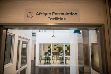 Entrance to the vaccine formulation section of the Afrigen biologics facility.
