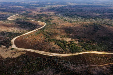 A dry riverbed on the old course of the Taquari river in the Pantanal region of Paiaguas. With the silting up of the river the waters have ended up 'breaking' the banks, causing the river to abandon i...