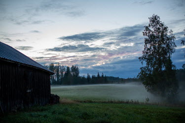 Evening mist on a farm in Hirvensalmi.