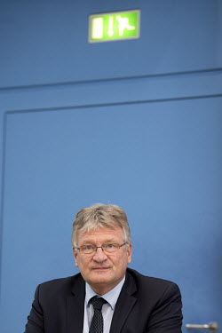 Joerg Meuthen federal spokesman for the Alternative fuer Deutschland (AfD), Alternative for Germany, during a press call at the federal press conference the day after the federal elections.