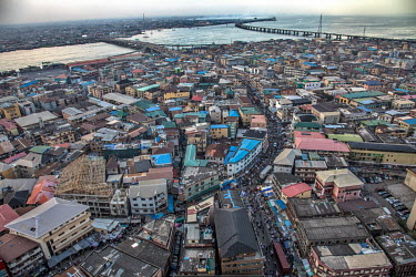 An ariel view of Lagos Island overlooking the Carter and Third mainland bridge.