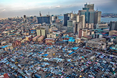 An aerial view of office blocks on Lagos Island.
