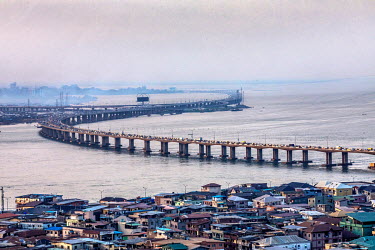 An ariel view of Lagos Island overlooking the Third mainland bridge.
