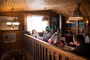People in a restaurant on Olkhon Island.