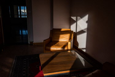 A leather chair and carpet left behind in a senior official's office after it has been vacated as part of the USD 800 million renovation and construction project at the Palais des Nations, the United...