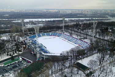 Aerial view of the FC Dynamo Kyiv stadium.