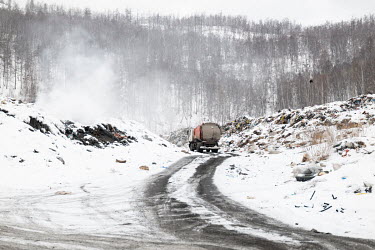 A waste dump near the village of Kultuk. The landfill is illegally located in the water protection zone in the immediate vicinity of Lake Baikal.