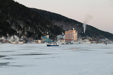 Listvyanka, one of the many tourist centres built illegally beside Lake Baikal. Most such developments do not have sewage treatment facilities. The effluent goes straight into Lake Baikal.