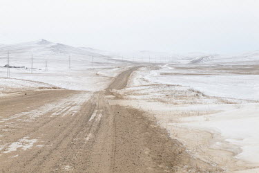 A road through the glacial steppes of Olkhon Island which has an unique ecosystem.