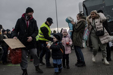 A refugee family, fleeing the Russian invasion, who has just arrived from Ukraine met a volunteer who is taking them to Gdansk in the north of Poland.