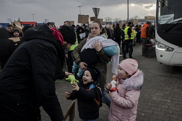 A refugee family, fleeing the Russian invasion, who has just arrived from Ukraine met a volunteer who is taking them to Gdansk in the north of Poland.
