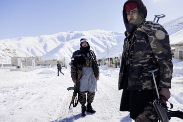 A group of Taliban soldiers at a check point near Bamiyan.