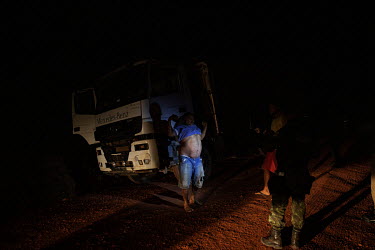Inspectors from the Para State Secretariat for the Environment, with the support of the military police, intercept a truck carrying a load of illegal timber during an operation to combat deforestation...