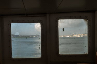 Istanbul's historic quartre seen from a deserted passenger ferry during a nationwide weekend coronavirus curfew.