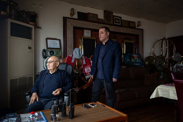 Osman Onal, left, and his son, Kamil Onal, in their offices overlooking the ship-breaking yard. The family has run the business for decades, and Kamil Onal is the current head of the Ship Recycling Un...