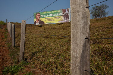 A billboard erected on rural farmland by supporters of President Jair Bolsonaro.