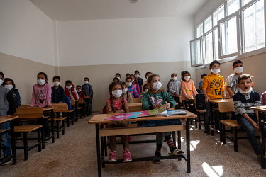 Students during class at the Tel Abyad Seyh Ahmet Yasin Primary School.