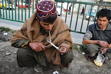Drug users in the centre of Kabul.   The drugs of choice are crystal meth, opium and heroin which are mostlly smoked. Typically a portion of crystal meth is cheap, around 0.5 USD. Many of the users ar...