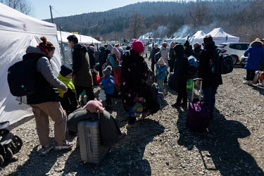 A staging area for refugees from Ukraine at the Polish border.