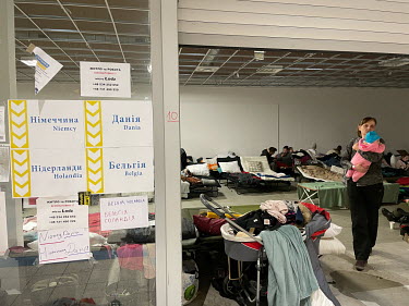A space devoted for refugees who want to flee to Germany, Denmark, Holland and Belgium inside an old Tesco supermarket building, which has been converted into a humanitarian aid centre.