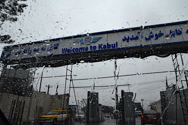 A 'welcome to Kabul' sign.