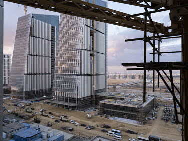 Highrise office buildings under construction in the Central Business District in Egypt's New Administrative Capital. Following persistent problems of overpopulation, pollution and traffic congestion,...