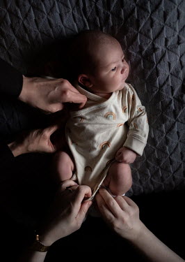 Heiour Maria Runarsdottir and Michelle Savage with their first child four days after it was born on 13 December 2021. According to tradition, the baby's name, Atlas Elliott Savage Heioarson, wasn't re...