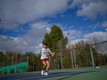 Tennis player Carlos Alcaraz (18), who is tipped to reach world's top 50 (as of 4 April 2022 he is ranked number 11), training at the Juan Carlos Ferrero Equelite Sport Academy.