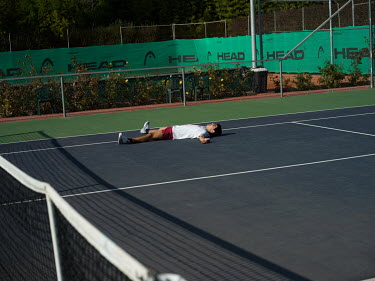 Tennis player Carlos Alcaraz (18), who is tipped to reach world's top 50 (as of 4 April 2022 he is ranked number 11), during training at the Juan Carlos Ferrero Equelite Sport Academy.