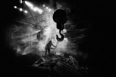 A worker at the massive Donetsk steelworks.