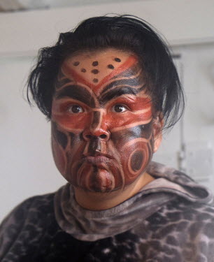 Surine Petersen, a teacher of shamanic dance, gives a performance in the Oqaatsu settlement where she conserves old Inuit storytelling traditions that she learnt from her father.