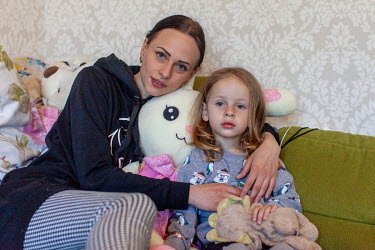 Maria Ustenko and her daughter Mila (3), who fled their home in Kharkiv after the Russian invasion, in the home of Ukrainian business woman ex-pat Liza Zinova where the mother and daughter found a saf...