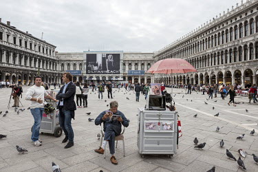 Street photographer's booths in Piazza San Marco.