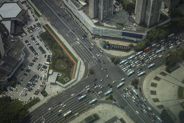 A view of a road intersection in the city of Shenzhen.