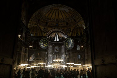 The Hagia Sofia, now a mosque, during the first night of Ramadan in 2022.
