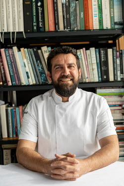 Turkish chef Maksut Askar in his restaurant, NeoLokal, inside the SALT Galata museum.