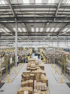 The packing area at Amazon's 'BHX1' fulfilment centre.