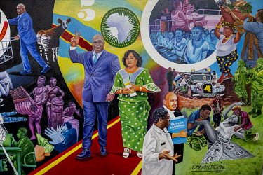 A painting of DRC Congo President Felix Tshisekedi and his wife Denise by Cheri Cherin.