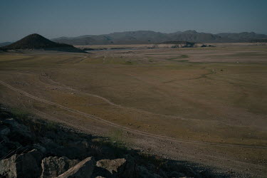 A view of dry ground inside the Mocuzari dam. According to recent federal data, nearly 85% of Mexico has been suffering from a historical drought that has lasted for over two decades, leaving large re...