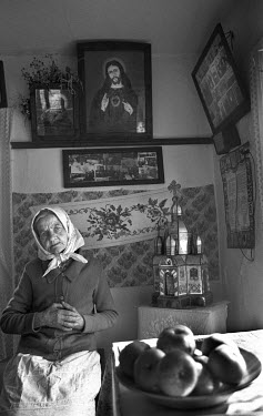 Anna Kravchyshyn at her house in the Carpathian Mountains, formerly a safe house for the Ukrainian Insurgent Army (UPA). Formed in 1942 they fought a guerrilla war against the Nazis, and then the Sovi...