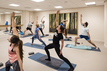 A yoga session for employees at the headquarters of Rabobank.