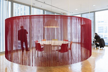 A meeting space at the headquarters of Belfius bank.