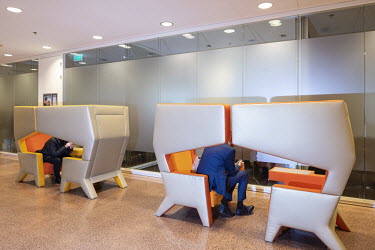 Seating designed to offer privacy at the headquarters of Rabobank.