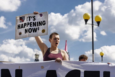 Extinction Rebellion activists block Lambeth Bridge in a protest against fossil fuels.